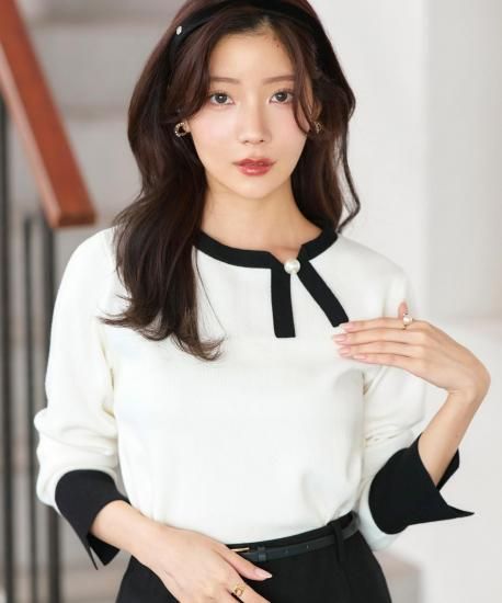 衿リボンバイカラーニット「CKN1637」