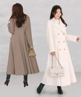 ウメボシ様！タエアシダ　ロングコート　ベルト　近年モデル　ノーカラー 自由区 ノーカラーコート コート シャルムビーバーノーカラー