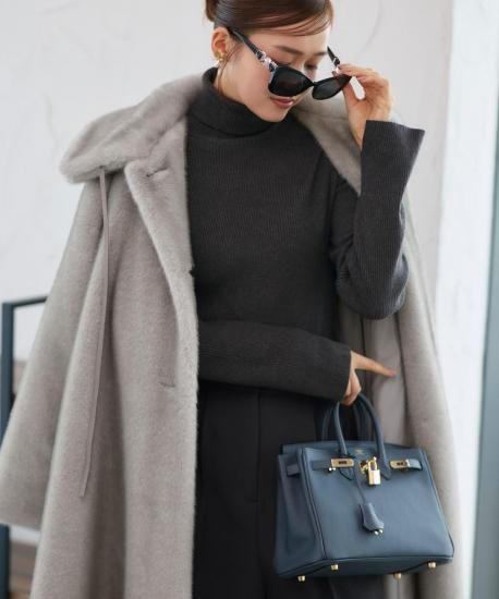 ブラック系ファーコート 11号＋ EMBA ブラックジェルミンク コート 11号 ダブル レザー リアル