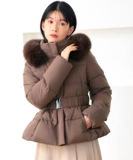 エポカ アンゴラ フォックスファー フレア ロングコート ベルト付き Aライン エポカ アンゴラ フォックスファー フレア ロングコート ベルト