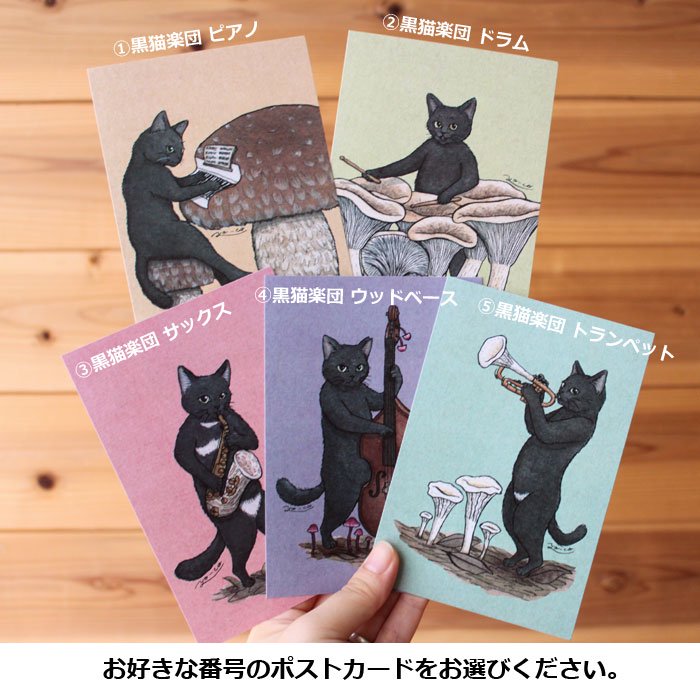 猫とネコのお友達4 黒猫楽団 ポストカード 13 Cats Works