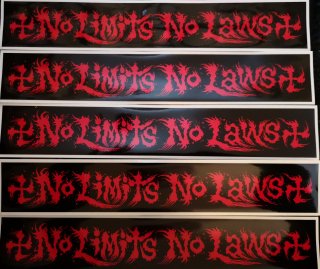 NO LIMITS NO LAWS STICKER RED