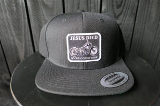 Hard Luck Jesus Died So We Can Ride Snapback Hat - Black