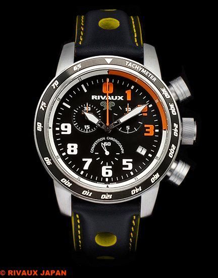 COMPETITION CHRONOGRAPH RVX146DNC Leather Strap Black / Yellow 2018 RUNUP  Limited Edition - RIVAUX JAPAN