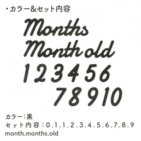 フェルトガーランド MONTH MONTHS OLD + 数字0～9 筆記体 | 木の雛人形