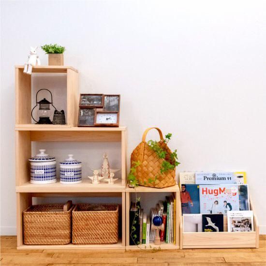 国産ひのき 表紙が見える絵本棚 Sサイズ ロータイプ (幅45cm) | 木の