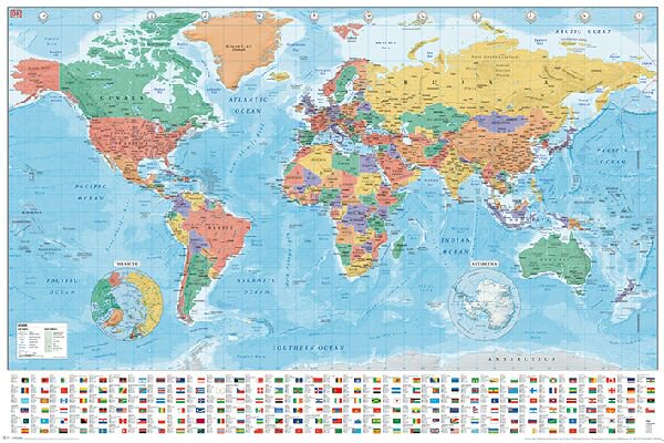 世界地図ポスター - 地図・旅行ガイド