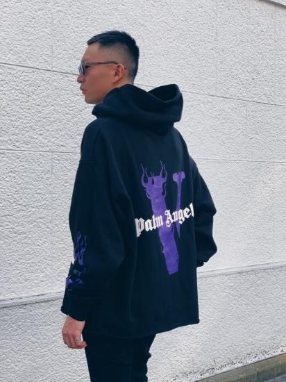 VLONE(ヴィーローン) × PALM ANGELS(パームエンジェルス)】 HOODIE (パーカー) Black / Purple