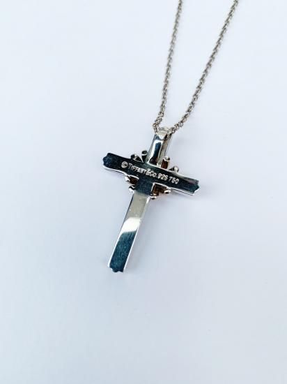 【美品】Tiffany &Co. ヴィンテージ クロス シグネチャー ネックレス