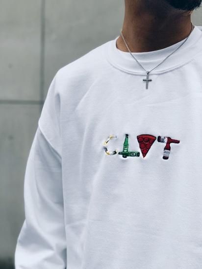 Colvett コルベット Beer Pizza Crew Sweat ロゴスエット White Colvett コルベット Beer Pizza Crew Sweat ロゴスエット White