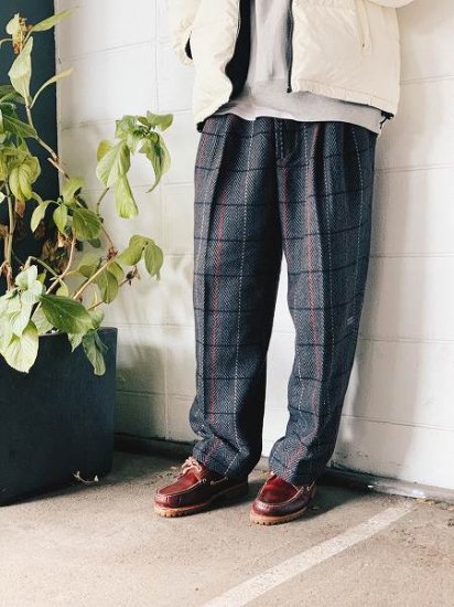 【MAGIC STICK(マジックスティック)】PL Wide Trousers by Wildthings (ワイドトラウザーパンツ) Grey  plaid