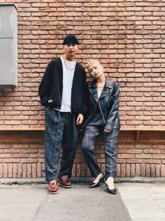 【MAGIC STICK(マジックスティック)】PL Wide Trousers by Wildthings (ワイドトラウザーパンツ) Grey plaid