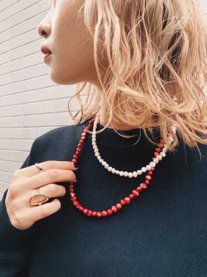 【SPARKING(スパーキング)】Pearl Necklace (パールネックレス) Red