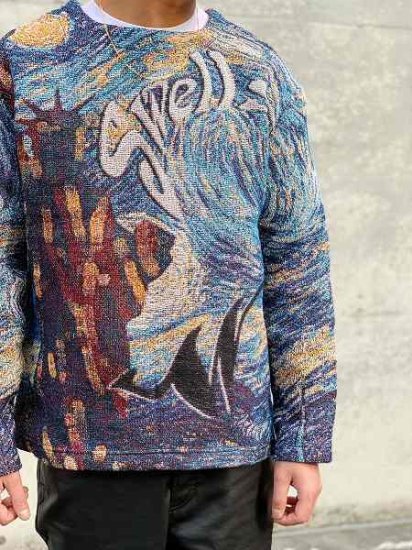 WANNA(ワナ)】“W Swells” Tapestry knit (クルーセーター) Multi