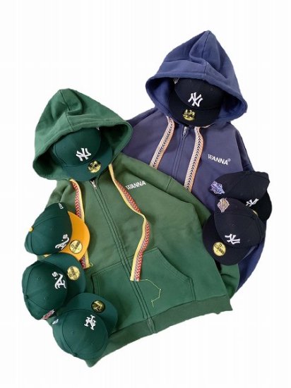 WANNA(ワナ)】“Fatlace” Zip Hoodie (ジップパーカー) Broccoli