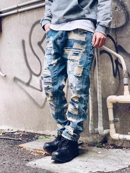 WANNA(ワナ)】L.F.S.E 55 Distressed JEANS (リメイクデニムパンツ) Indigo