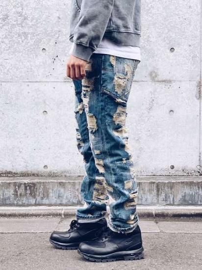 WANNA(ワナ)】L.F.S.E 55 Distressed JEANS (リメイクデニムパンツ) Indigo