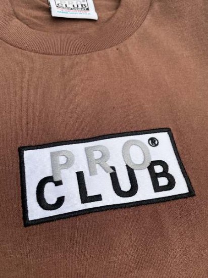 PROCLUB(プロクラブ)】HEAVYWEIGHT S/S EMBROIDERED BOX LOGO TEE Brown