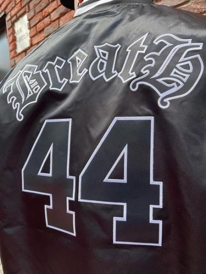 breathスタジャン BREATH(ブレス)】 LOGO SATIN JACKET(サテンスタジャン) Black