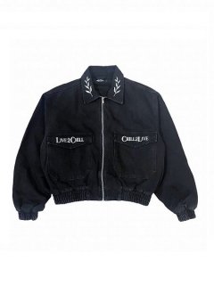 <img class='new_mark_img1' src='https://img.shop-pro.jp/img/new/icons7.gif' style='border:none;display:inline;margin:0px;padding:0px;width:auto;' />CHILLIN'()BLACK DENIM BOMBER JACKET (ܥС㥱å) Black