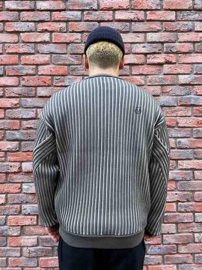 サイズL【新品】MAGIC STICK 2トーンリブストライプリブクルーネック MAGIC STICK(マジックスティック)】2TONE STRIPES RIB CREW