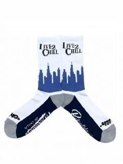<img class='new_mark_img1' src='https://img.shop-pro.jp/img/new/icons7.gif' style='border:none;display:inline;margin:0px;padding:0px;width:auto;' />【CHILLIN'(チリン)】CITY NY REFLECTOR SOCKS (リフレクターロゴソックス) White/Navy