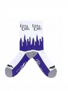 <img class='new_mark_img1' src='https://img.shop-pro.jp/img/new/icons7.gif' style='border:none;display:inline;margin:0px;padding:0px;width:auto;' />【CHILLIN'(チリン)】CITY NY REFLECTOR SOCKS (リフレクターロゴソックス) White/Purple