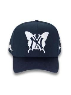<img class='new_mark_img1' src='https://img.shop-pro.jp/img/new/icons7.gif' style='border:none;display:inline;margin:0px;padding:0px;width:auto;' />【CHILLIN'(チリン)】NY BUTTERFLY SHINY CAP (スナップバックキャップ) Navy