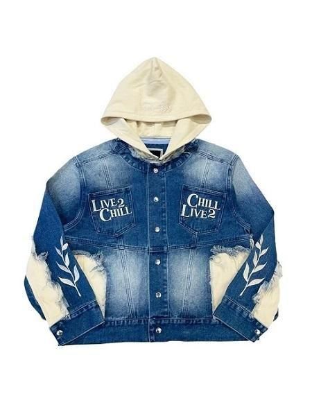 女王蜂 氷山孔雀デニムジャケット CHILLIN'(チリン)】Break Denim Jacket (デニムジャケット) Blue