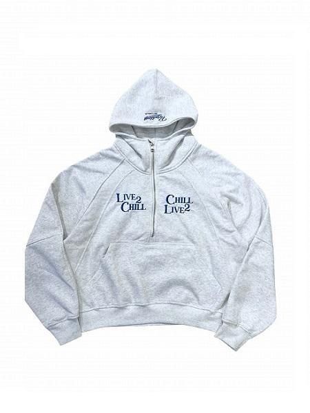 CHILLIN'(チリン)】Half Zip Hoodie (ハーフジップパーカー) Ash Grey