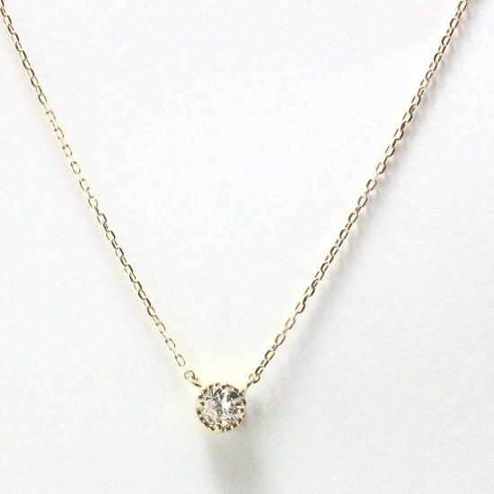 【K18】ベゼルセッティングの一粒ダイヤモンド0.40ct ネックレストップネックレス