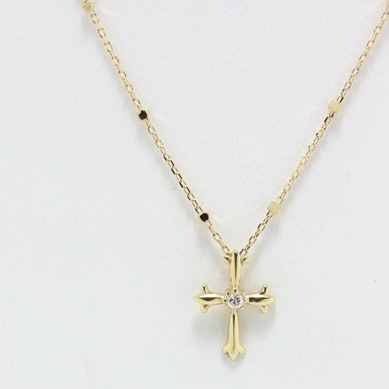 シンプルクロスネックレス / K10ゴールド・ダイヤモンド | 華奢なデザインのK10ネックレスのお店　golden beak