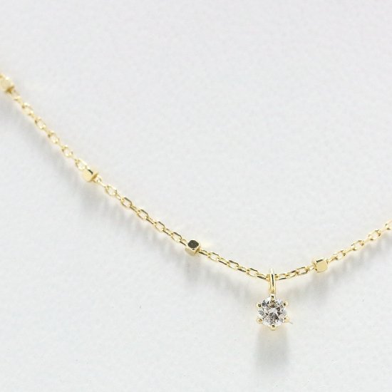 1粒ダイヤ シンプルネックレス / K10ゴールド・ダイヤモンド | 華奢なデザインのK10ネックレスのお店　golden beak