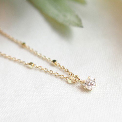 1粒ダイヤ シンプルネックレス / K10ゴールド・ダイヤモンド | 華奢なデザインのK10ネックレスのお店 golden beak