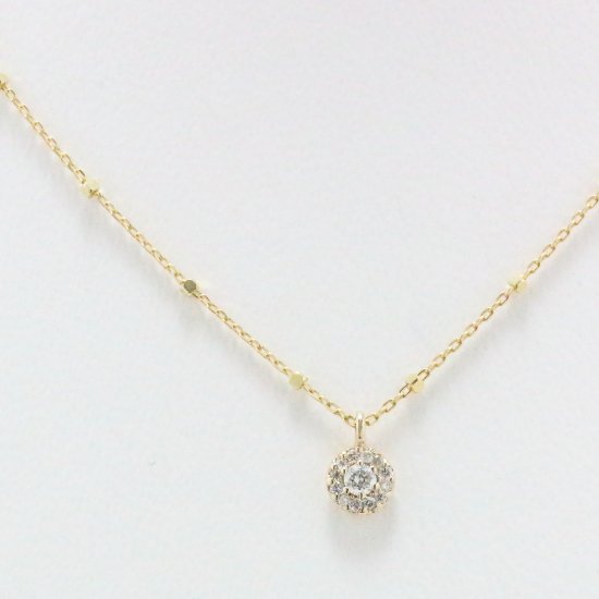 ダイヤ取巻き シンプルネックレス / K10ゴールド・ダイヤモンド | 華奢なデザインのK10ネックレスのお店　golden beak