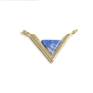 【1個】V字形〜天然石ラピスラズリ(lapis lazuli）Smallサイズゴールドコネクター