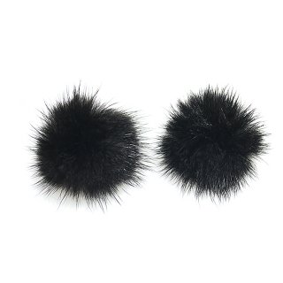 【1個】ブラックカラーミンクファーMink Fur 30mm