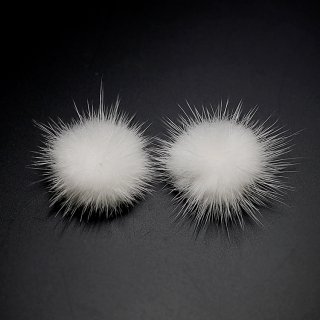 【1個】ホワイトカラーミンクファーMink Fur 30mm