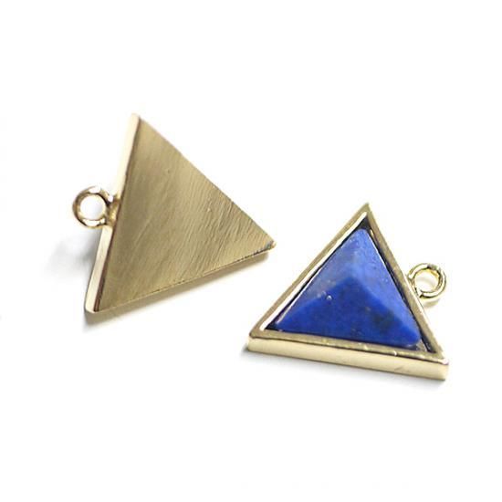 1個】ラピスラズリ (lapis lazuli) 3D三角形ゴールドチャーム