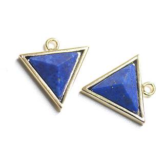 【1個】ラピスラズリ (lapis lazuli) 3D三角形ゴールドチャーム