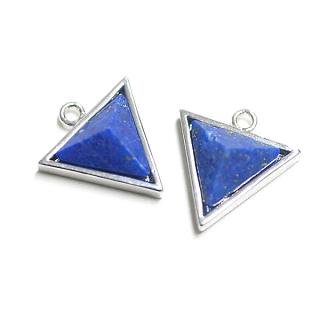 【1個】ラピスラズリ (lapis lazuli) 3D三角形シルバーチャーム