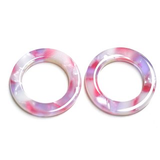 【1個】ピンク＆パープル20mm円形！セルロース (acetylcellulose)樹脂パーツ