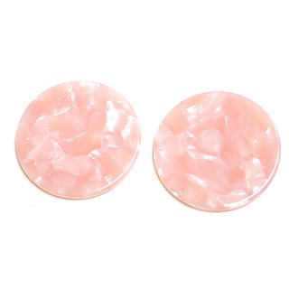 【1個】Pink Jadeカラー22mm円形！セルロース (acetylcellulose)樹脂パーツ