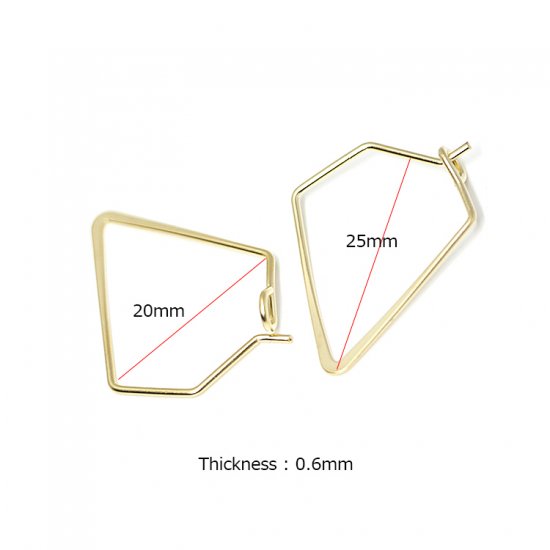 2個入り】マットゴールドSharp Triangleトライアングル形ピアスフック