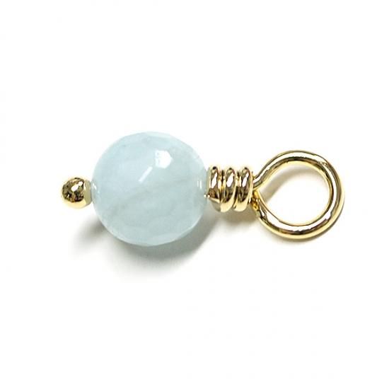 18金アクアマリンチャーム 1個】1点もの！アクアマリン Aqua Marine 約18mmゴールドチャーム