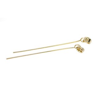 【4個入り】華奢なLong Stick付き光沢ゴールドピアスキャッチ、装飾、パーツ