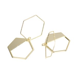 【1個】立体的＆動くDouble Hexagonモチーフゴールドチャーム、パーツ