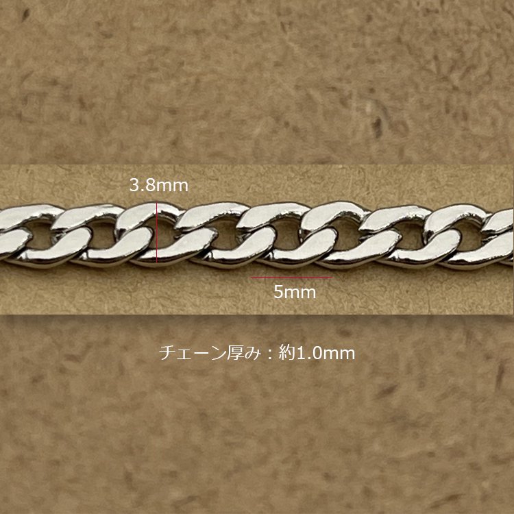 受注販売/30Mから】鎖の幅(外径) 3.8mm 線径 1.0mm 喜平ステンレス