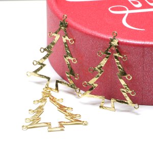 【1個】カン付きクリスマスツリーモチーフのゴールドチャーム NF