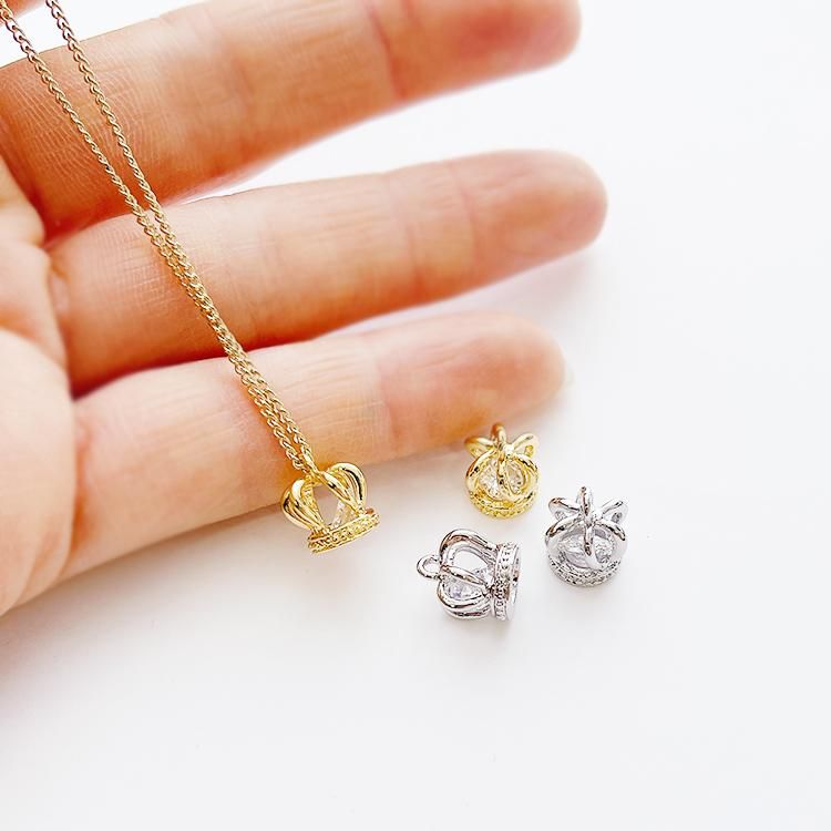 1個】Mediumサイズの王冠Crownの中に揺れ動く一粒CZシルバー